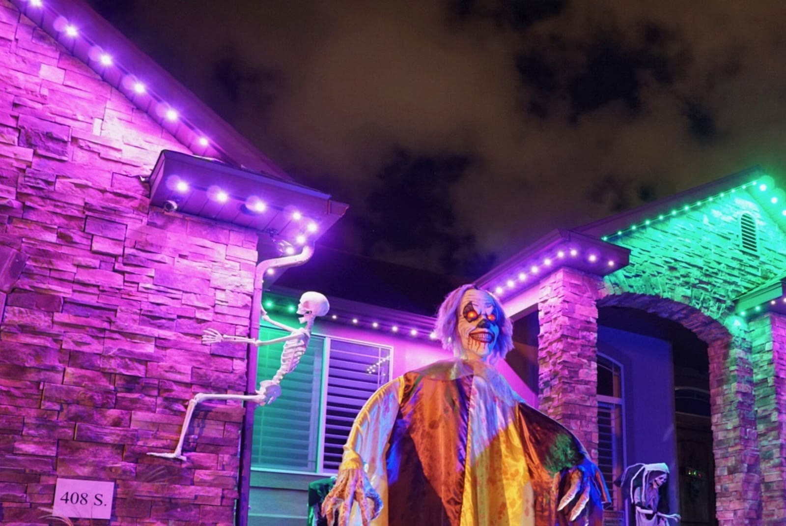 Clovis home with vibrant holiday lights